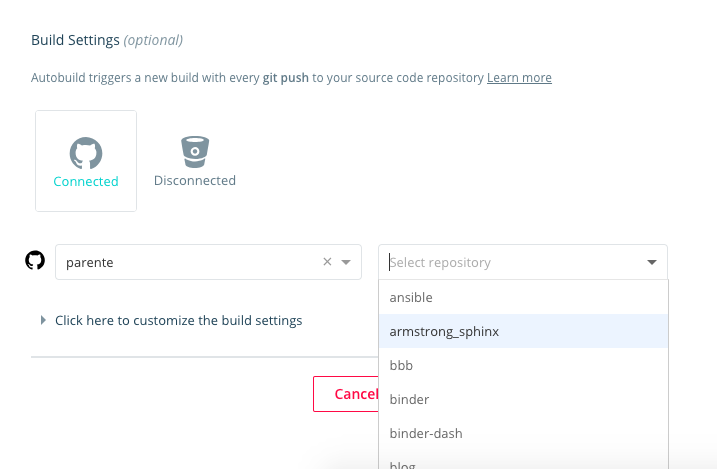 Docker from GitHub automated build screenshot