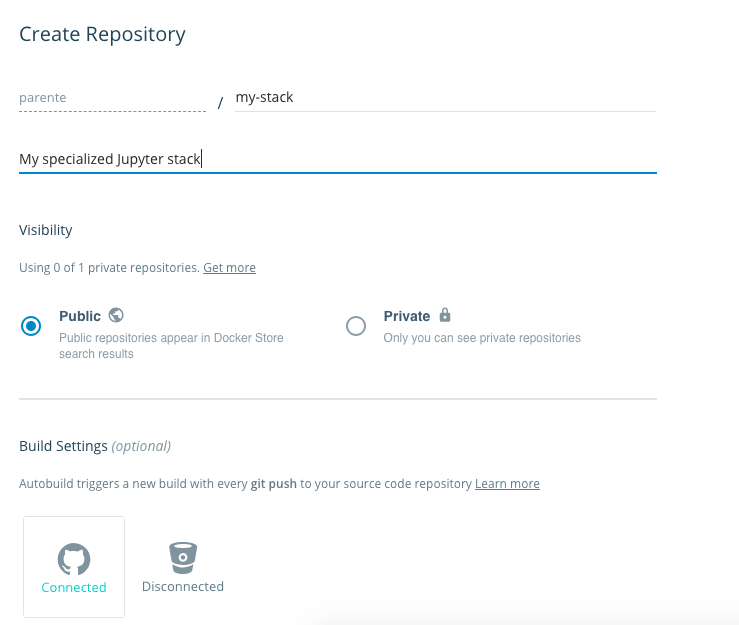 Docker image name and description screenshot
