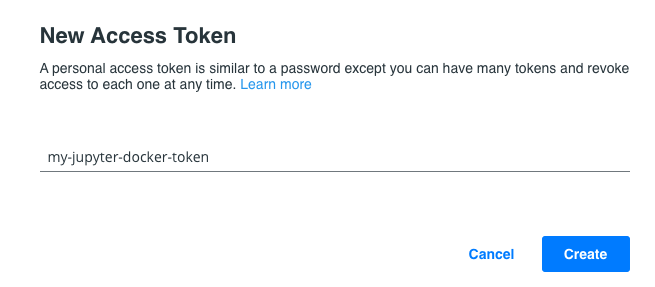 Docker account create new token screenshot