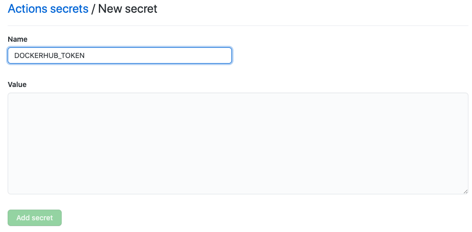 GitHub create secret token screenshot